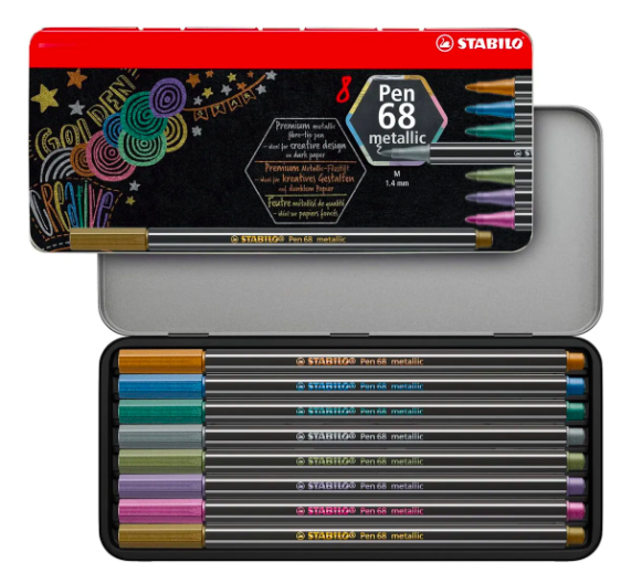Stabilo Tiralineas Pen 68 Metallic Estuche Metal 8 Unidades Blanco