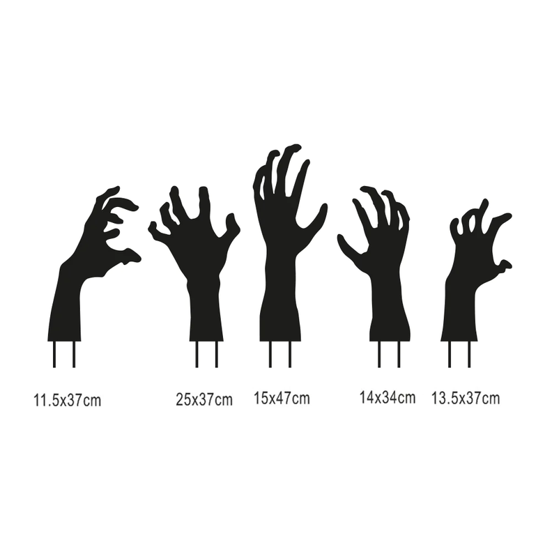 Pack 5 Estacas De Metal Manos Zombies Adorno Halloween-1