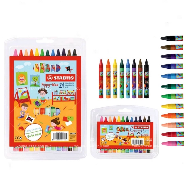 24 Lapices Crayones De Cera Niños Stabilo-0