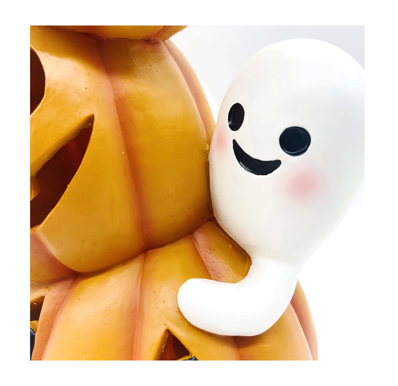 Adorno Calabaza Fantasma Con Luz Led 38cm Halloween -3