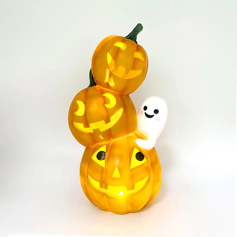 Adorno Calabaza Fantasma Con Luz Led 38cm Halloween -2