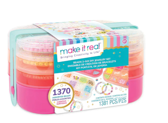 Set Crear Y Armar Joyas Make It Real 1370 Cuentas Rosado