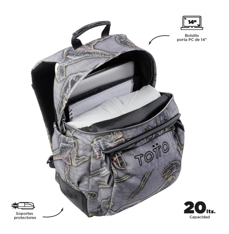Mochila Escolar Dinosaurios Para Niño Niñas Crayoles -2