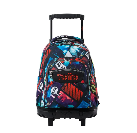 Mochila Con Ruedas Niño Bomper Renglon Negro Totto-0