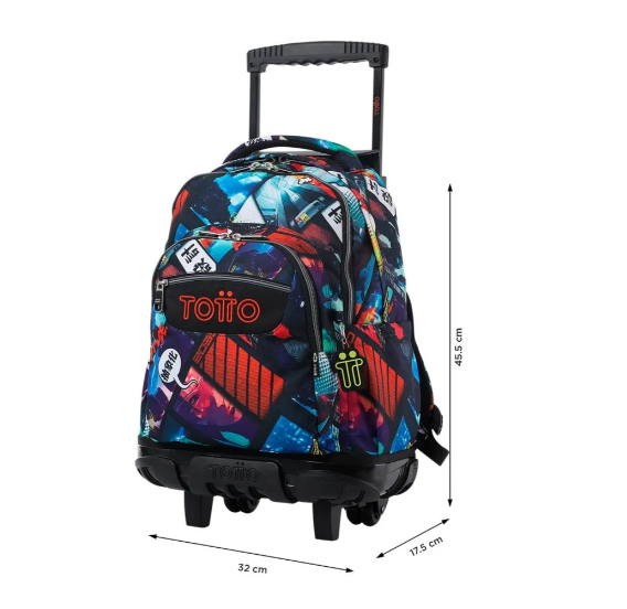 Mochila Con Ruedas Niño Bomper Renglon Negro Totto-2