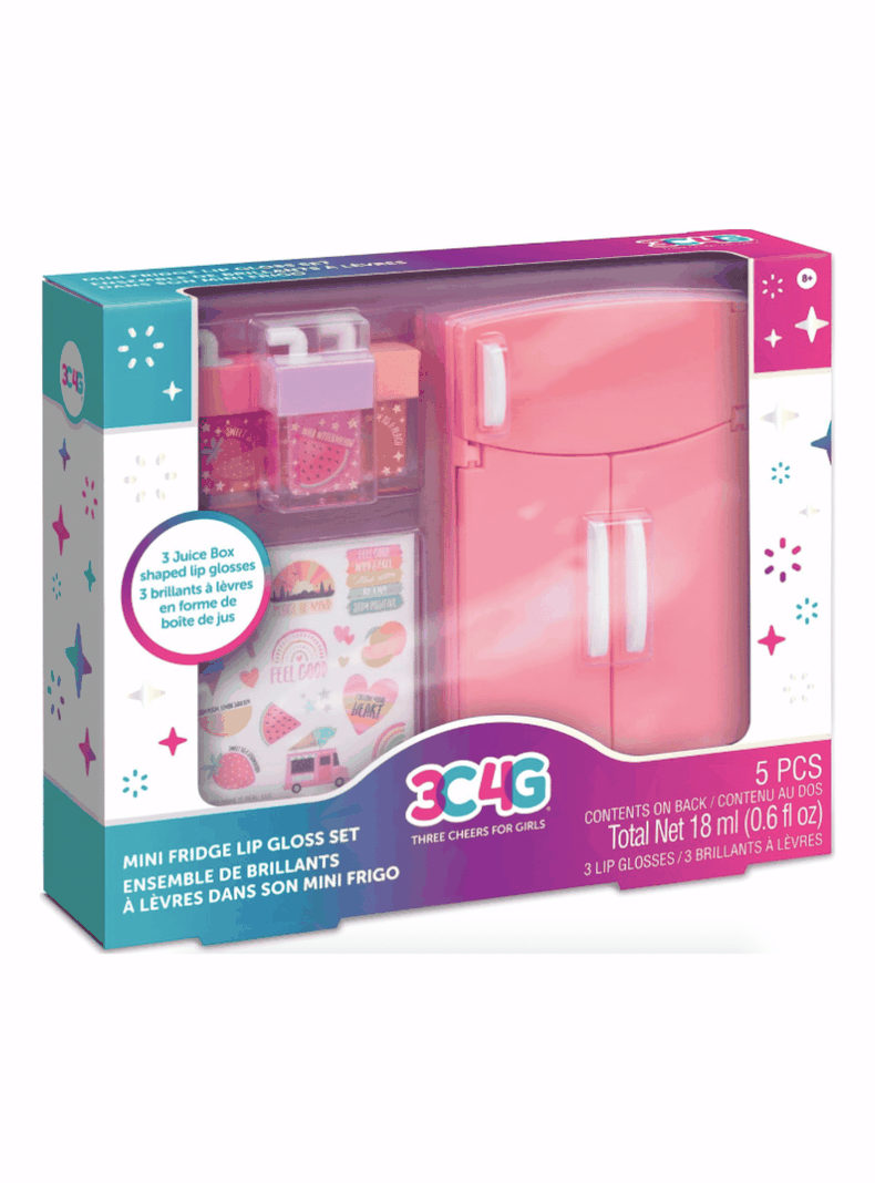 Set 3 labiales gloss con Mini Refri juguete Make it real Rosado