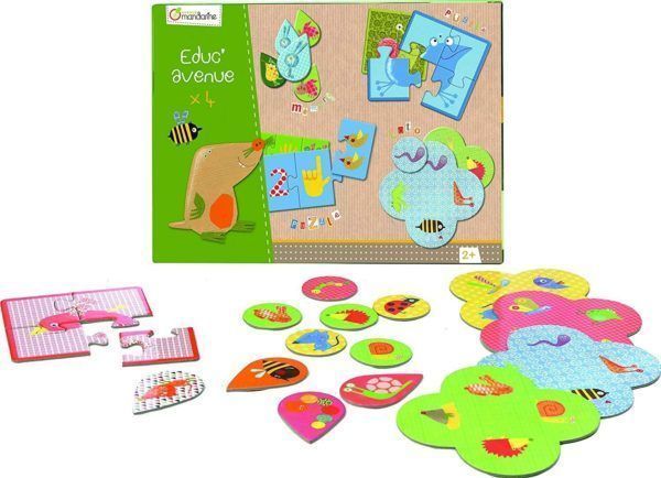 Caja 4 juegos puzzle memorice y loto -0