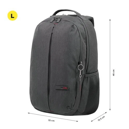 Mochila Bolso Gris Interior Rojo Porta Pc Totto -1