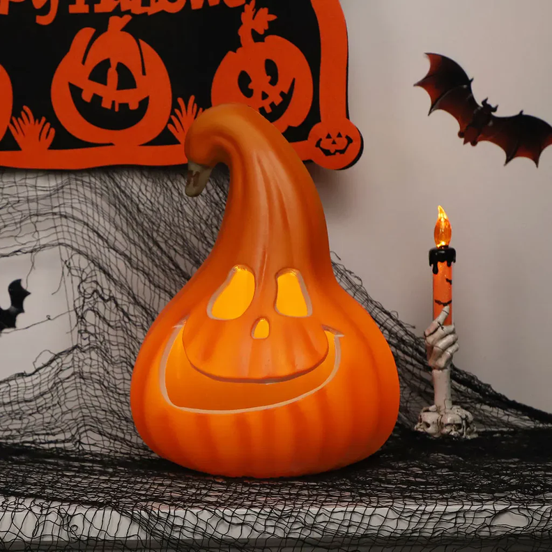 Calabaza Con Luz Led 30x23cm Decoración Halloween F&m-2