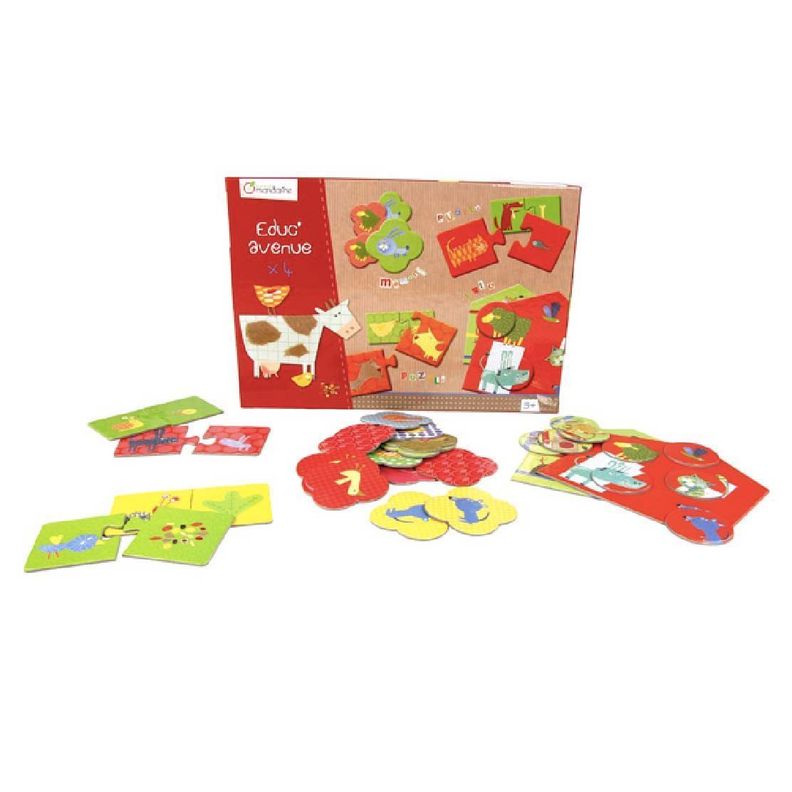 Caja 4 juegos granja puzzle memorice  y loto juego niños /as -1