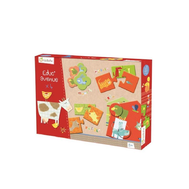 Caja 4 juegos granja puzzle memorice  y loto juego niños /as -0