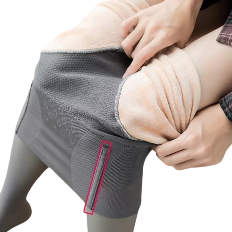 Pantys Calzas Medias Efecto Piel Con Polar Y Faja Reductora-4