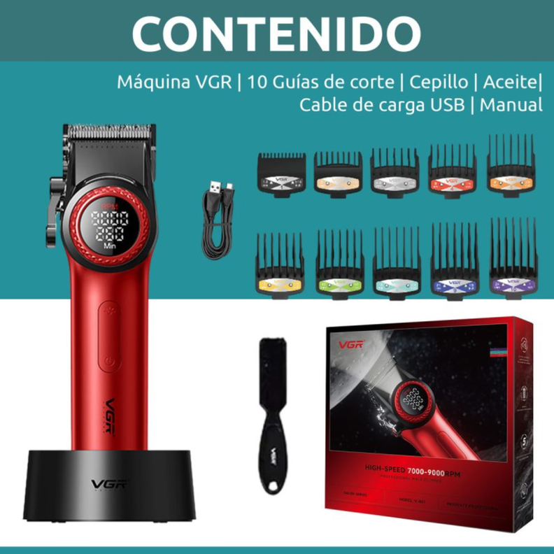 Cortapelo Vgr 001 Para Cabello Color ROJO 9000rpm-4