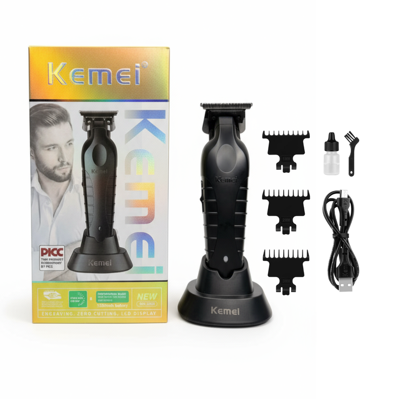 Maquina Trimmer Patillera Kemei 2299 Con Base De Carga Negro