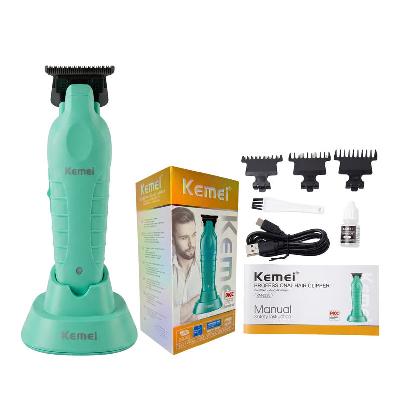 M quina Patillera Trimmer Kemei 2299 Con Base De Carga Celeste