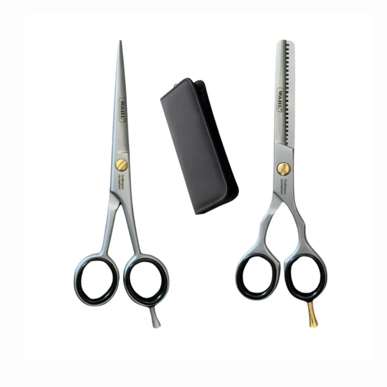 Kit Tijeras Ergonómicas Profesionales Wahl 6” filo Navaja y Esculpidora-0