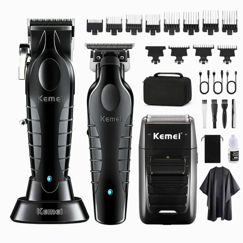 Kit Combo Cortadora de Pelo Profesional Kemei S9 KM 2296 KM 2299 KM 1102