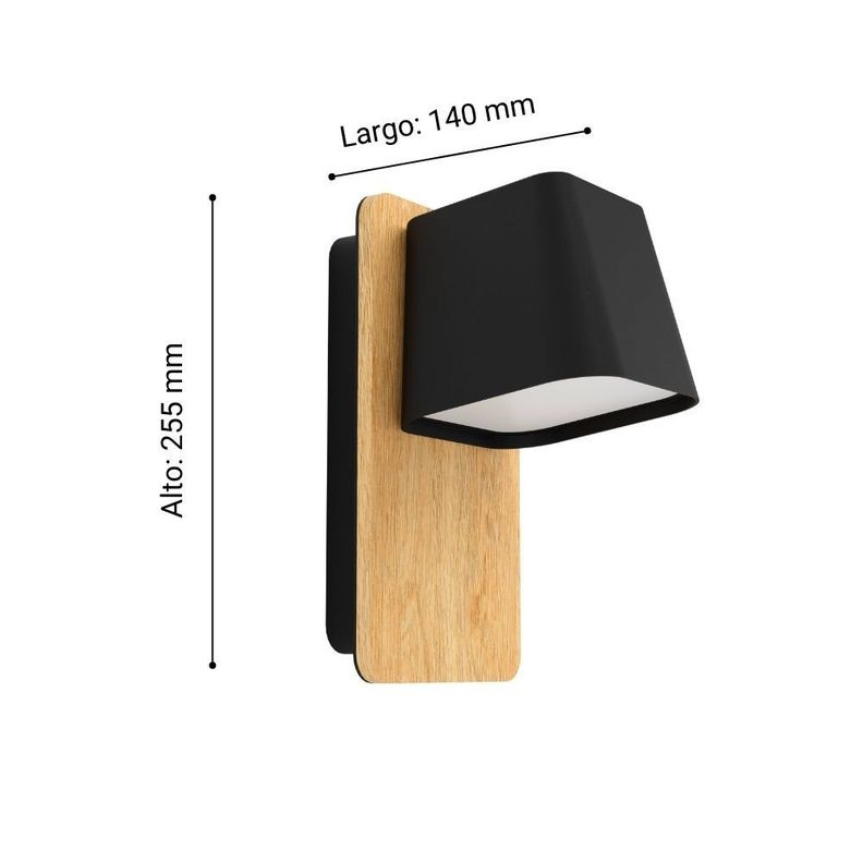 APLIQUE DE PARED RUSCIO NEGRO MADERA E27 1X40W COD.390009-2