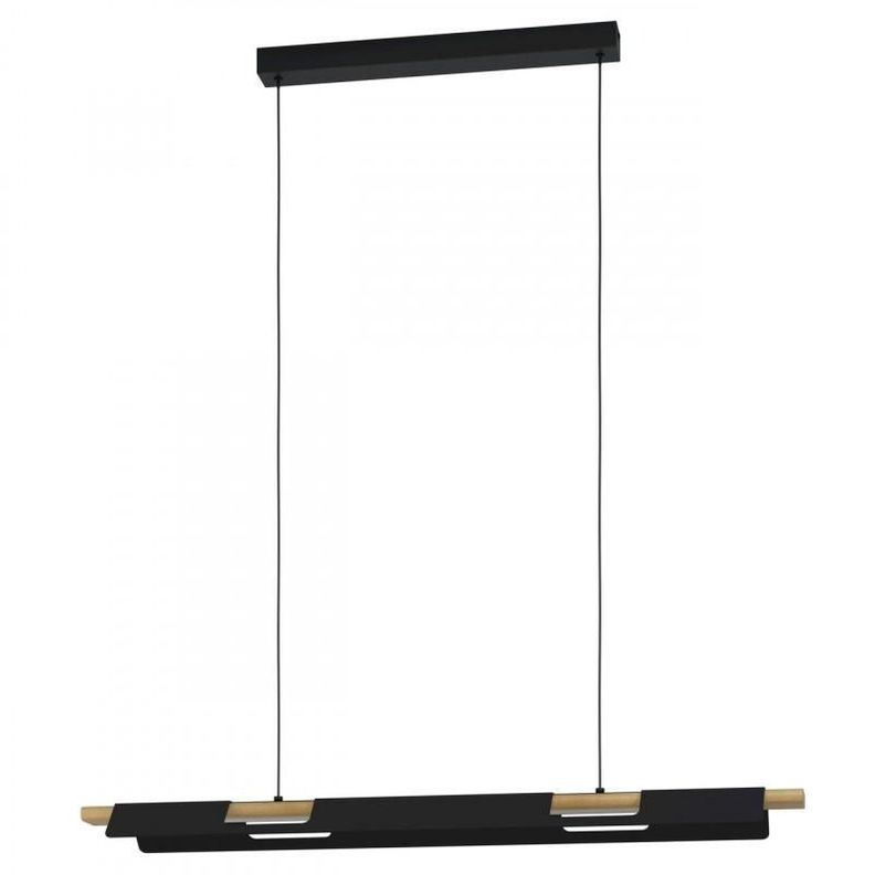Lampara Colgante Ermua Acero Madera Cafe Led incluye 27W  Cod.98836-0