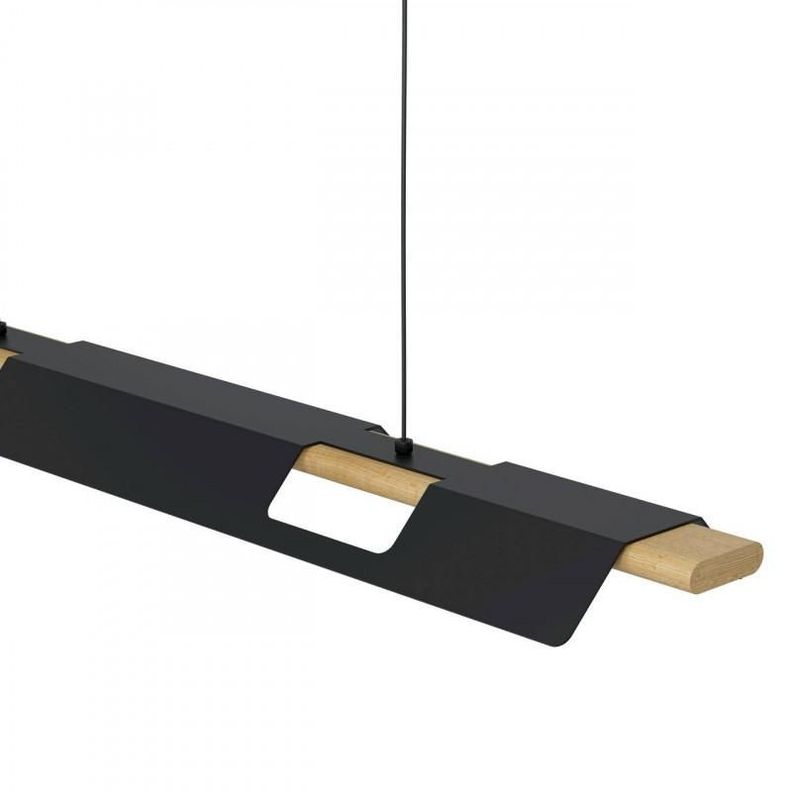 Lampara Colgante Ermua Acero Madera Cafe Led incluye 27W  Cod.98836-2