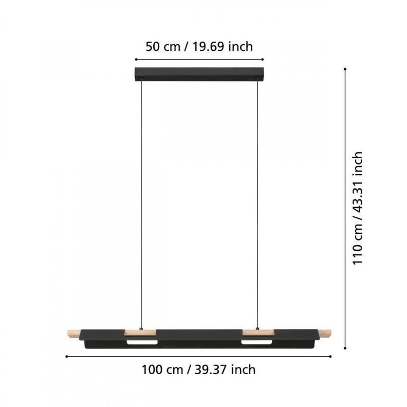 Lampara Colgante Ermua Acero Madera Cafe Led incluye 27W  Cod.98836-3