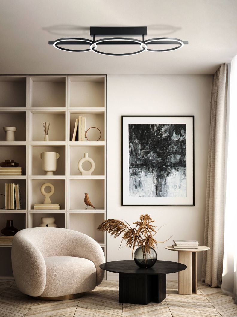 Apliqué techo Lanacera Acero oro Negro LED includia 3600lm Cod.390086-1