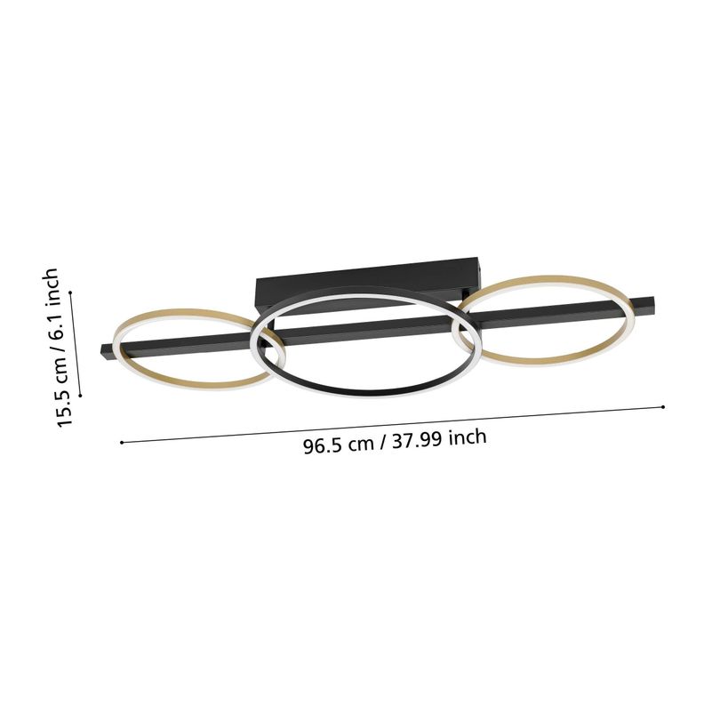 Apliqué techo Lanacera Acero oro Negro LED includia 3600lm Cod.390086-2