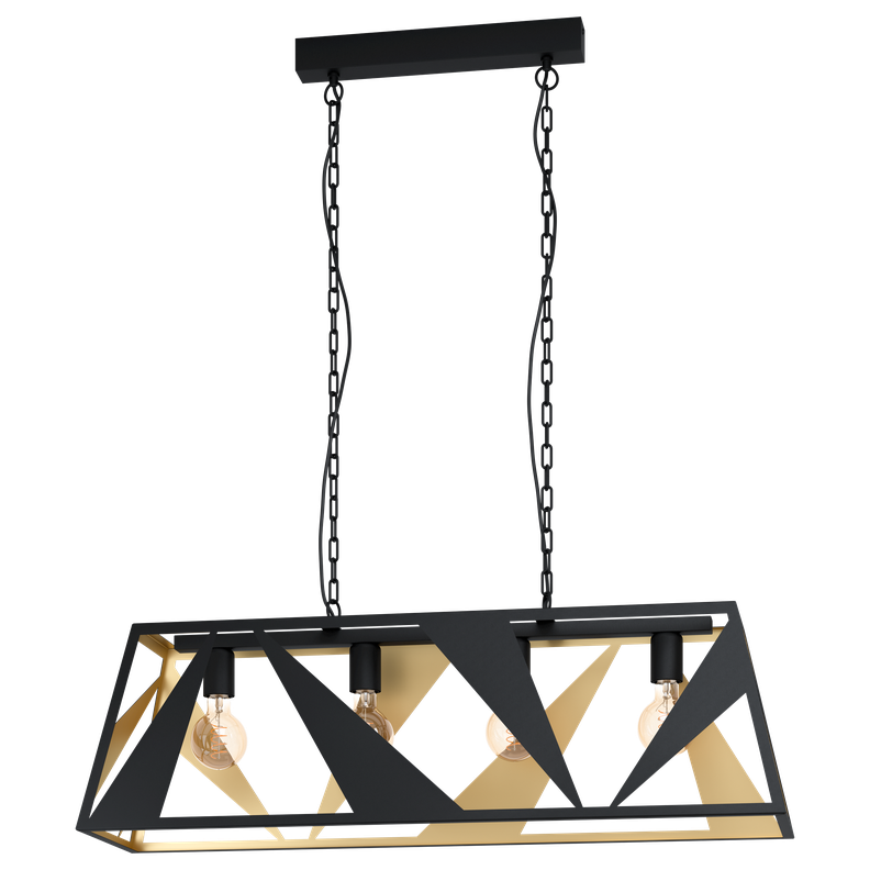 Lámpara Colgante Tabloncito Acero Negro E27 4X40W IP20 cod.39904-0