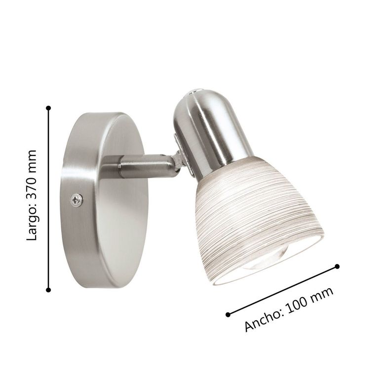 FOCO SOBREPUESTO PARED DAKAR ACERO NIQUEL MATE 1X40W E14 COD.88472-2