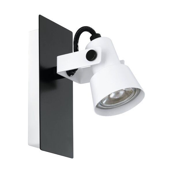 FOCO SOBREPUESTO PARED TRILLO ACERO BLANCO NEGRO GU1 LED INCLUIDA COD.97371-0
