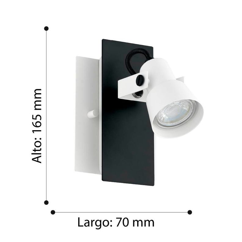 FOCO SOBREPUESTO PARED TRILLO ACERO BLANCO NEGRO GU1 LED INCLUIDA COD.97371-2