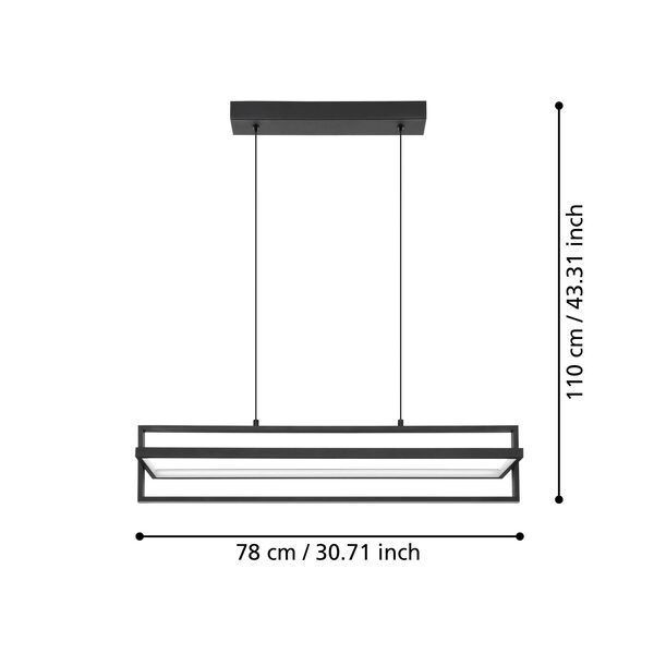 Lámpara Colgante Siberia Acero Negro Led inclusive 34w cod900466-4