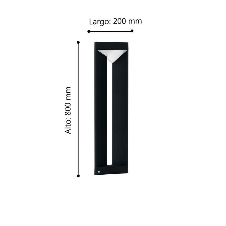 NEMBRO PIE ALUM NEGRO L200 H800 3000K LED 900lm 10W IP54-1