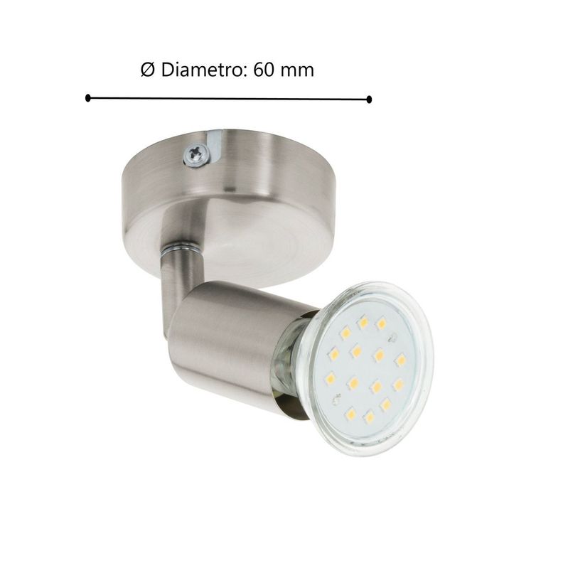 Lampara Sobrepuesto Buzz-Led Acero Niquel  LC GU10 incluida 1X3W cod.92595-2