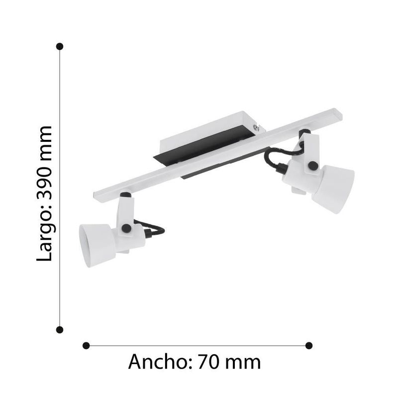 FOCO SOBREPUESTO  TECHO TRILLO ACERO BLANCO NEGRO  2X5W GU10 LED INCLUIDA IP20 COD.97372-2