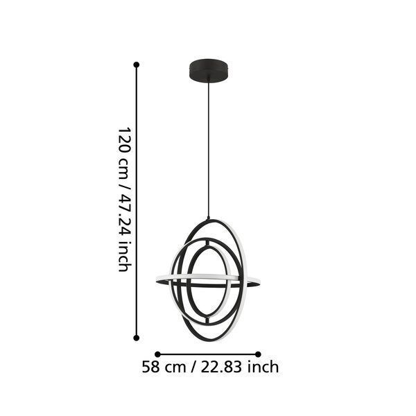 Lámpara Colgante Retornio  Acero Negro Led inclusive 44w IP20 Cod.39893-2