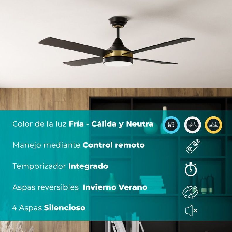  VENTILADOR TRINIDAD ACERO NEGRO 1x20W Cod. 35118-1