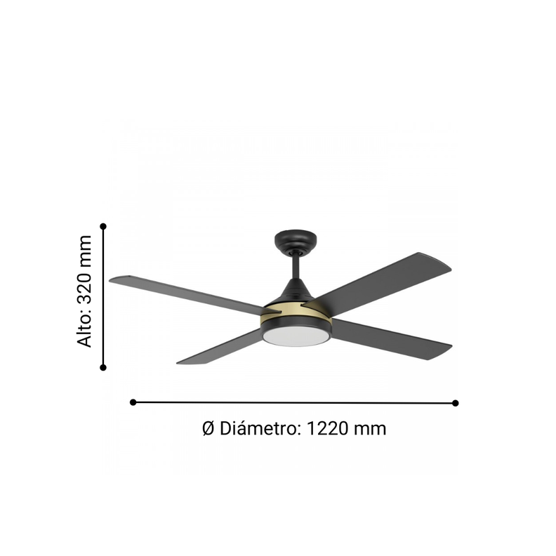  VENTILADOR TRINIDAD ACERO NEGRO 1x20W Cod. 35118-3