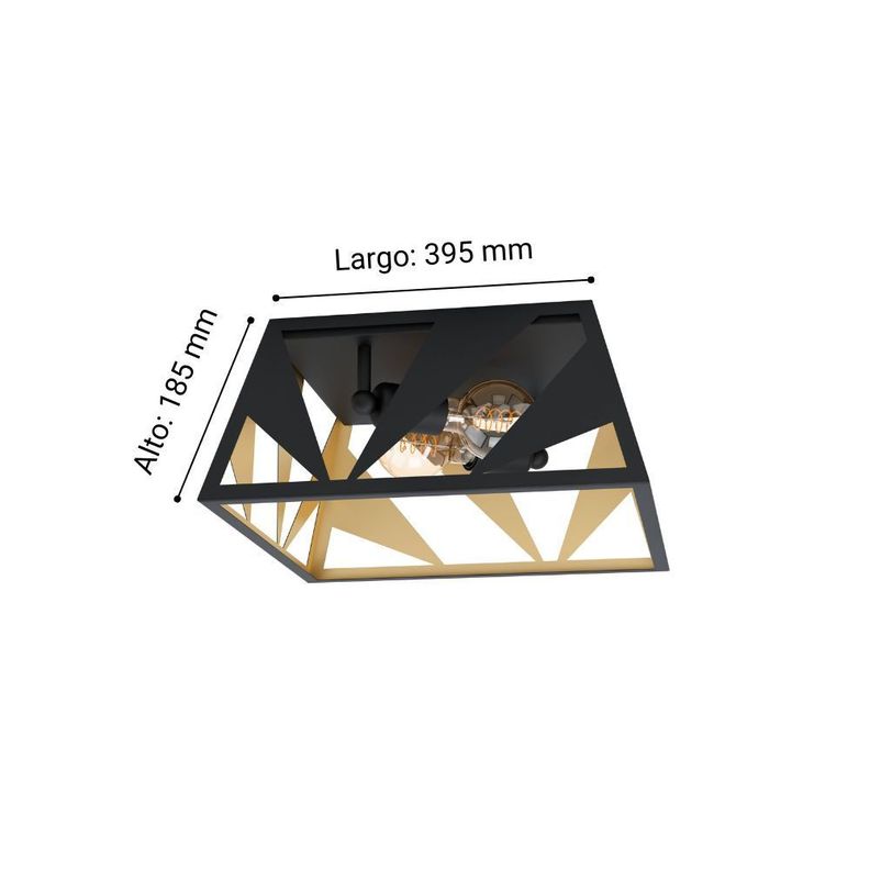 LAMPARA DE TECHO TABLONCITO ACERO NEGRO E27 2X40W IP20 COD.39903-2