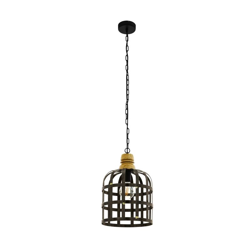 LAMPARA COLGANTE ACERO MADERA OLDCASTLE 1X60W IP20 COD.49785-0