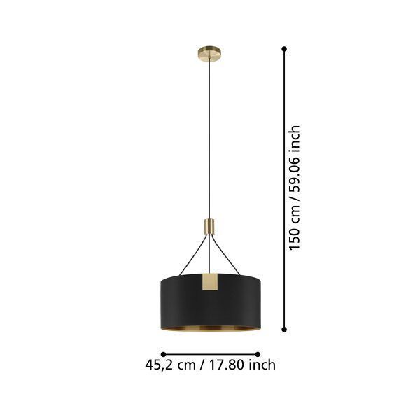 Lámpara Colgante Tortola Dorado 3X40W IP20, E27 Cod.39964-2