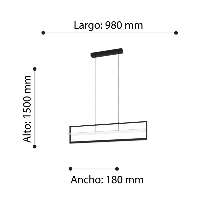 Lámpara Colgante Farneta Acero Negro LED 2X15W cod.390024-2