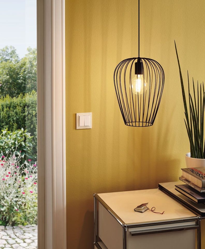 Lámpara Colgante Newtown Acero Negro IP20 E27 1X60W cod.49472-1