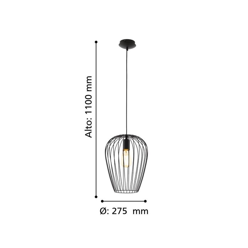 Lámpara Colgante Newtown Acero Negro IP20 E27 1X60W cod.49472-2