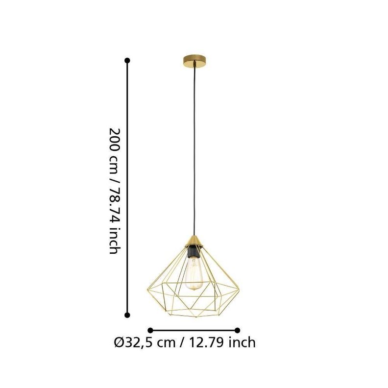 Lámpara Colgante Tarbes Dorado DM325 E27 1X60W, IP20 cod.43679-2