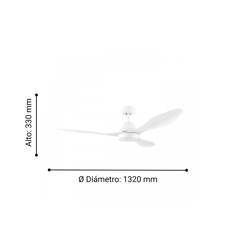 Ventilador Antibes Acero Blanco Abs 1320x330 18w Ccntrl Cod35015-3
