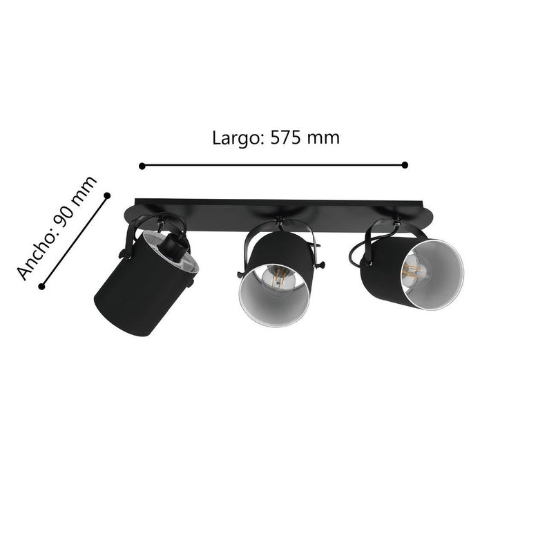 FOCO SOBREPUESTO VILLABATE ACERO NEGRO E27 3X10W COD.33647-2