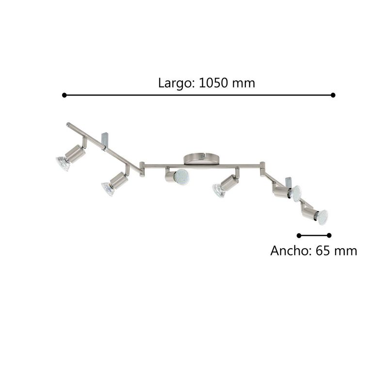 Foco Sobrepuesto Buzz-led Acero L1050 6x3W GU10 LED incluida COd.92599-2