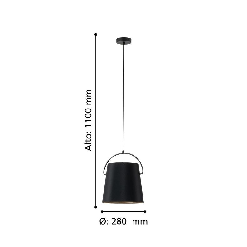 Lámpara Colgante Granadillos Negro 1X40W E27, IP20 cod.39865-2