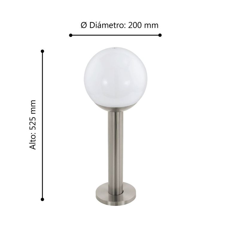 LAMPARA DE PIE NISIA-Z ACERO PLATEADO METALICO E27 1X9W IP44 COD.900266-1